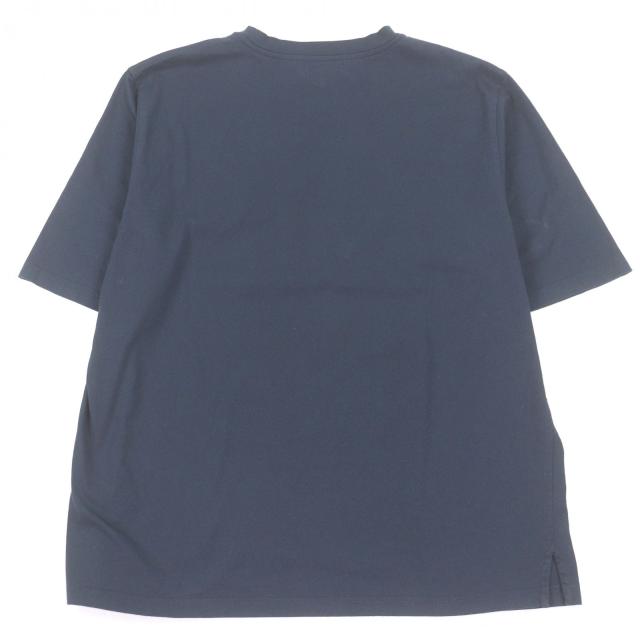 美品□HERMES エルメス 22SS コットン100％ ラムレザーホースパッチ ショートスリーブ 半袖Ｔシャツ カットソー ネイビー S イタリア製_2