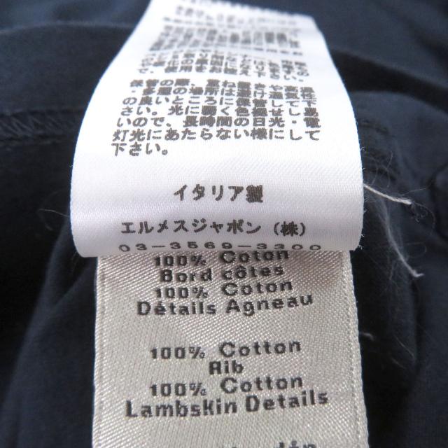 美品□HERMES エルメス 22SS コットン100％ ラムレザーホースパッチ ショートスリーブ 半袖Ｔシャツ カットソー ネイビー S イタリア製_6