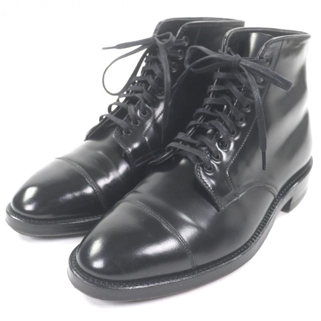 美品□ALDEN オールデン 4065 コードバン キャップトゥ ストレートチップ レザー チャッカーブーツ ブラック 7 保存袋付き USA製 メンズ