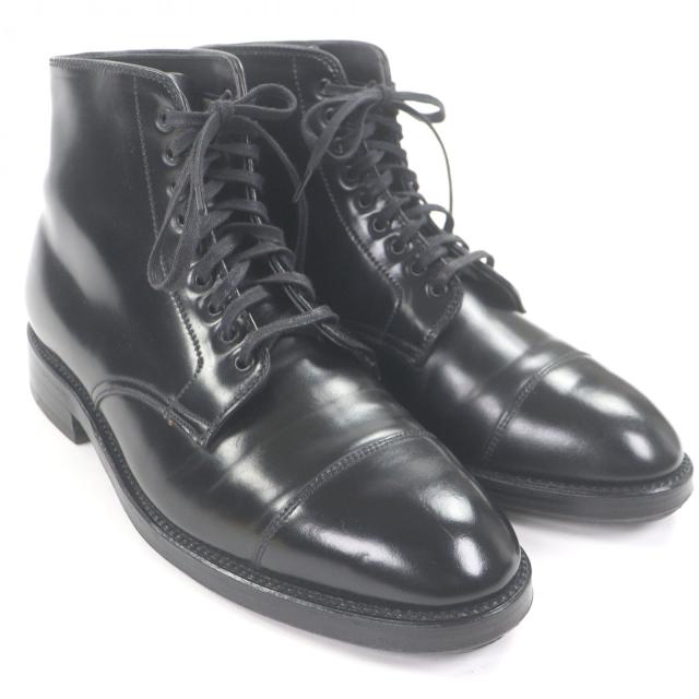 美品□ALDEN オールデン 4065 コードバン キャップトゥ ストレートチップ レザー チャッカーブーツ ブラック 7 保存袋付き USA製 メンズ_2