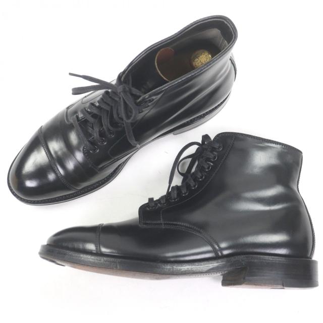美品□ALDEN オールデン 4065 コードバン キャップトゥ ストレートチップ レザー チャッカーブーツ ブラック 7 保存袋付き USA製 メンズ_3