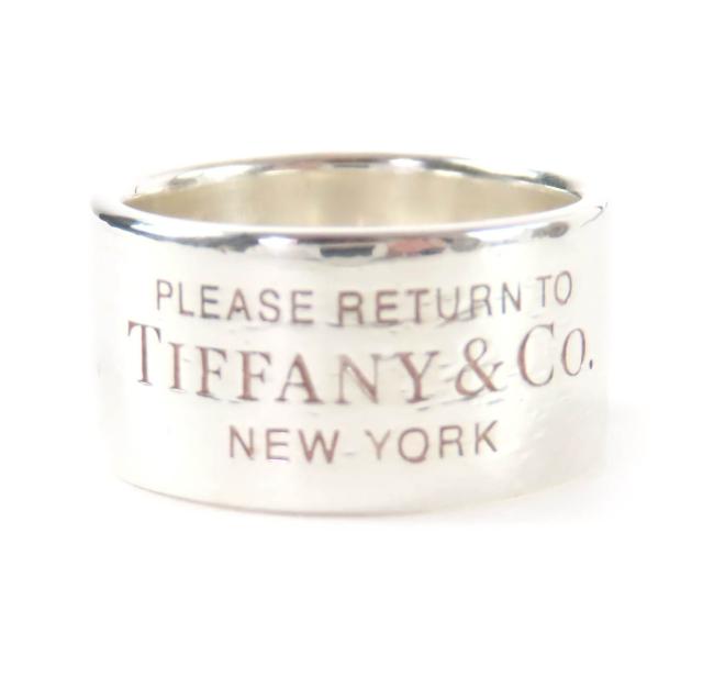 良品★TIFFANY&amp;Co. ティファニー AG925 ロゴデザイン リターントゥティファニー ワイド リング 指輪 シルバー JP9号相当 重量7.67g