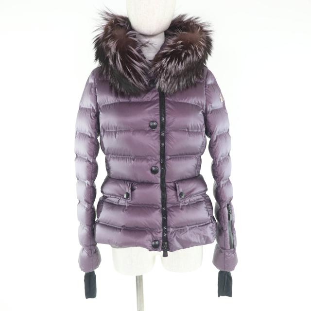 美品★MONCLER GRENOBLE モンクレール グルノーブル ARMOTECH シルバーフォックス・ロゴパッチ付 ZIP UP ダウンジャケット パープル 1
