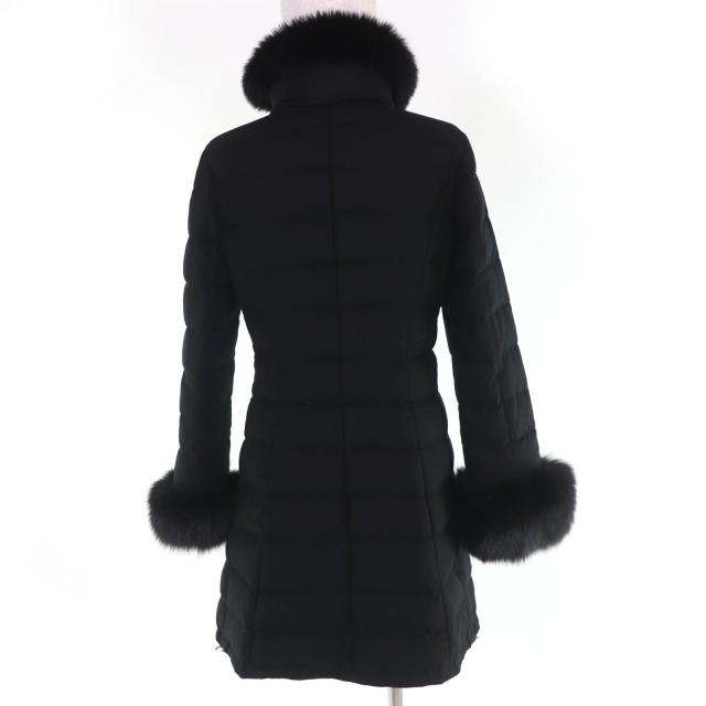 美品☆Herno ヘルノ ロロピアーナ社製生地使用 カシミヤ シルク フォックスファー付 スタンドカラー ZIP UP ダウンコート 黒 40 正規品_2