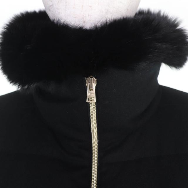 美品☆Herno ヘルノ ロロピアーナ社製生地使用 カシミヤ シルク フォックスファー付 スタンドカラー ZIP UP ダウンコート 黒 40 正規品_3
