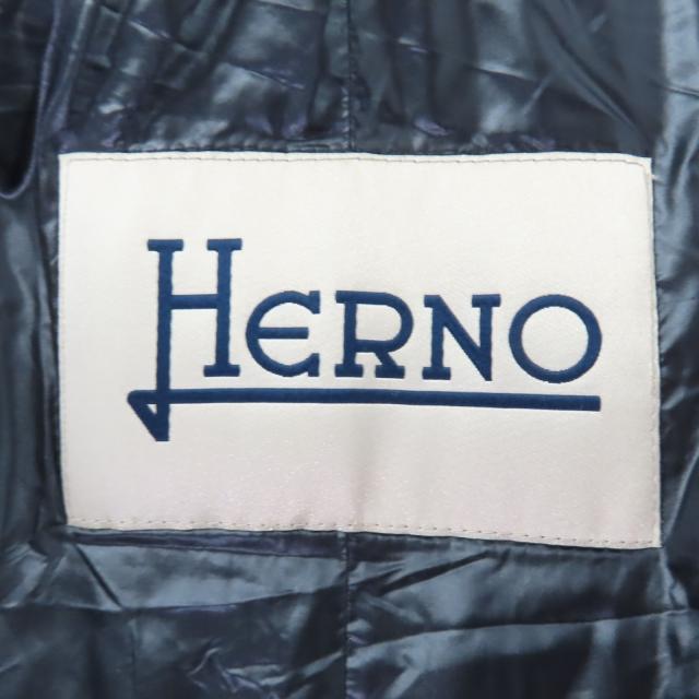 美品☆Herno ヘルノ ロロピアーナ社製生地使用 カシミヤ シルク フォックスファー付 スタンドカラー ZIP UP ダウンコート 黒 40 正規品_5