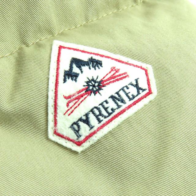 美品△Pyrenex ピレネックス GRENOBLE グルノーブル ロゴワッペン ファー フード付き ダウンジャケット ダウンコート ベージュ 36 正規品_6