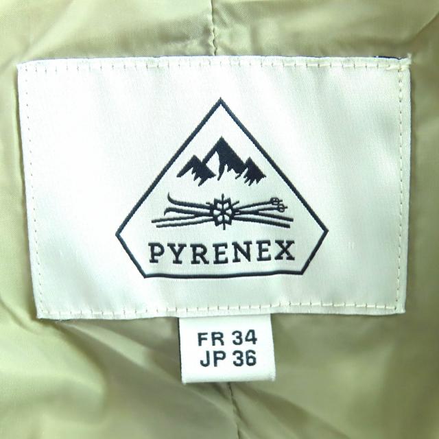 美品△Pyrenex ピレネックス GRENOBLE グルノーブル ロゴワッペン ファー フード付き ダウンジャケット ダウンコート ベージュ 36 正規品_8