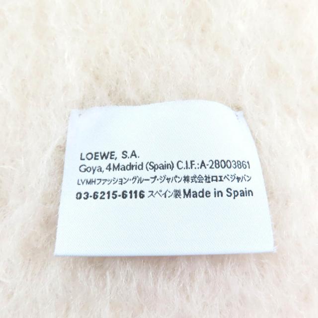 極美品★LOEWE ロエベ 28003861 モヘア ウール混 アナグラムレザーパッチ付 フリンジ マフラー アイボリー スペイン製 正規品 レディース_5