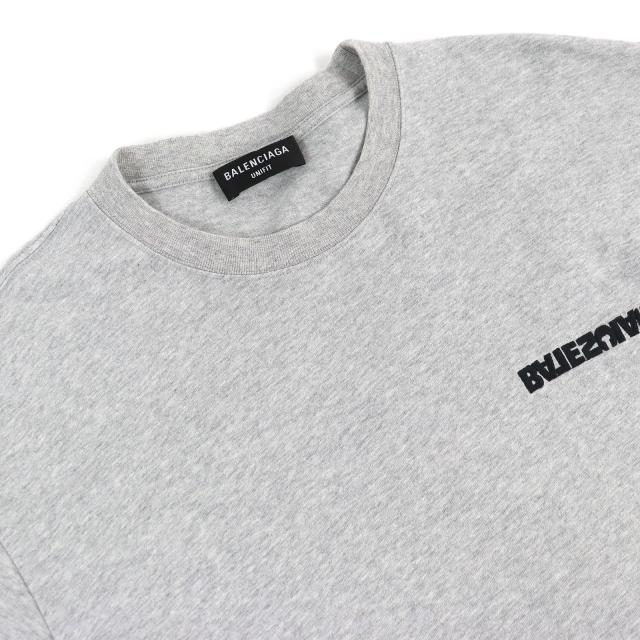 極美品△BALENCIAGA バレンシアガ 2021年製 675016 コットン100％ ターンロゴ クルーネック 半袖Ｔシャツ グレー 2 正規品 メンズ_2