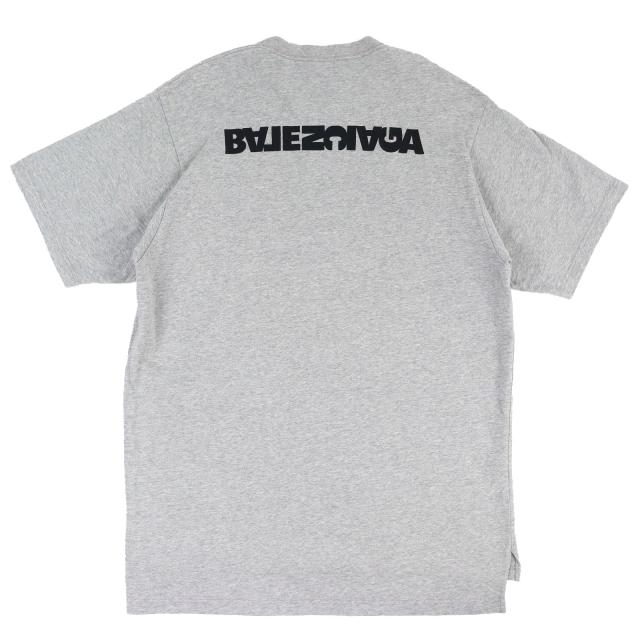 極美品△BALENCIAGA バレンシアガ 2021年製 675016 コットン100％ ターンロゴ クルーネック 半袖Ｔシャツ グレー 2 正規品 メンズ_1