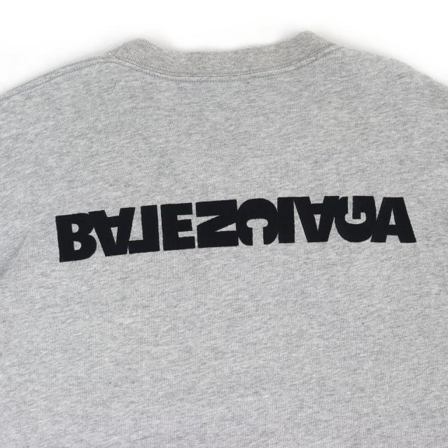 極美品△BALENCIAGA バレンシアガ 2021年製 675016 コットン100％ ターンロゴ クルーネック 半袖Ｔシャツ グレー 2 正規品 メンズ_3