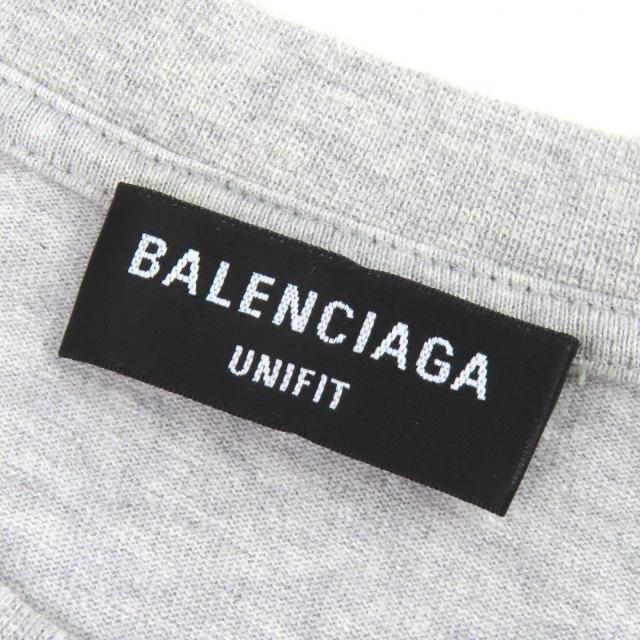 極美品△BALENCIAGA バレンシアガ 2021年製 675016 コットン100％ ターンロゴ クルーネック 半袖Ｔシャツ グレー 2 正規品 メンズ_5