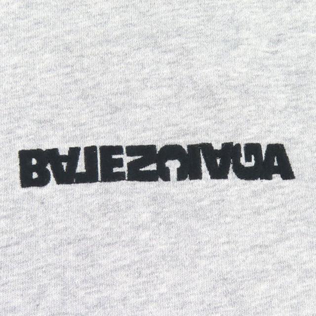 極美品△BALENCIAGA バレンシアガ 2021年製 675016 コットン100％ ターンロゴ クルーネック 半袖Ｔシャツ グレー 2 正規品 メンズ_4