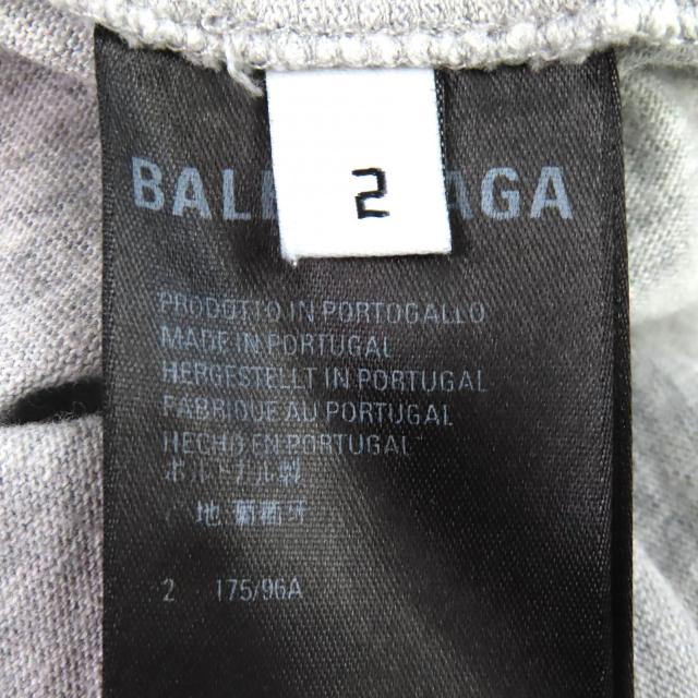 極美品△BALENCIAGA バレンシアガ 2021年製 675016 コットン100％ ターンロゴ クルーネック 半袖Ｔシャツ グレー 2 正規品 メンズ_6