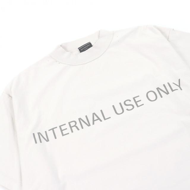 極美品□BALENCIAGA バレンシアガ 24SS 787358 コットン100％ インサイドアウト ダメージ加工 半袖Ｔシャツ アイボリー系 2 正規品_1