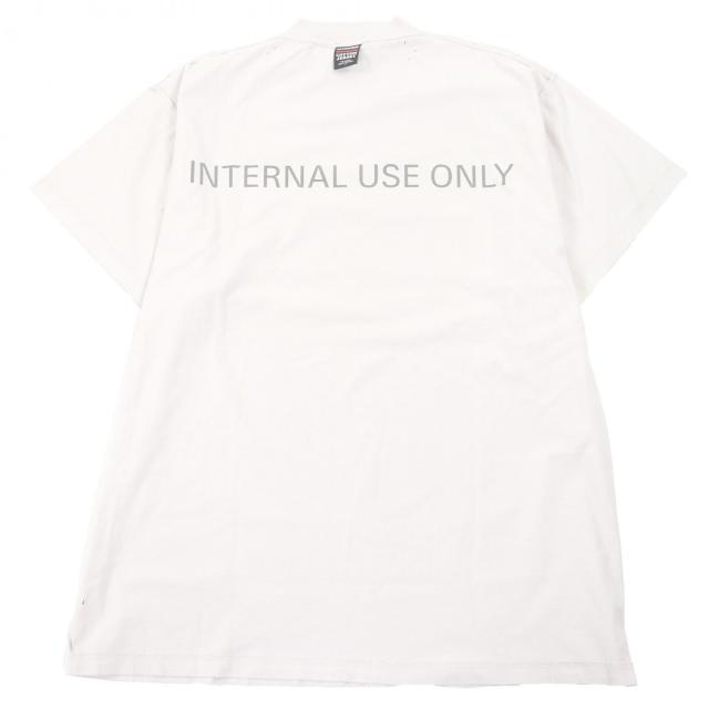極美品□BALENCIAGA バレンシアガ 24SS 787358 コットン100％ インサイドアウト ダメージ加工 半袖Ｔシャツ アイボリー系 2 正規品_2