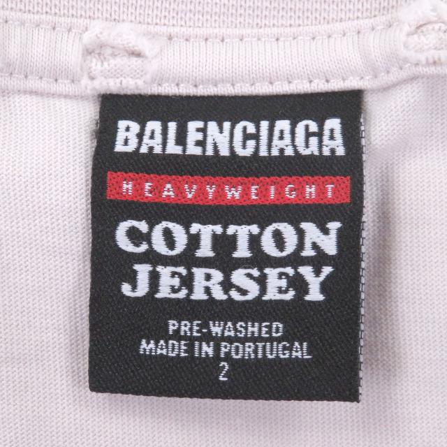 極美品□BALENCIAGA バレンシアガ 24SS 787358 コットン100％ インサイドアウト ダメージ加工 半袖Ｔシャツ アイボリー系 2 正規品_4