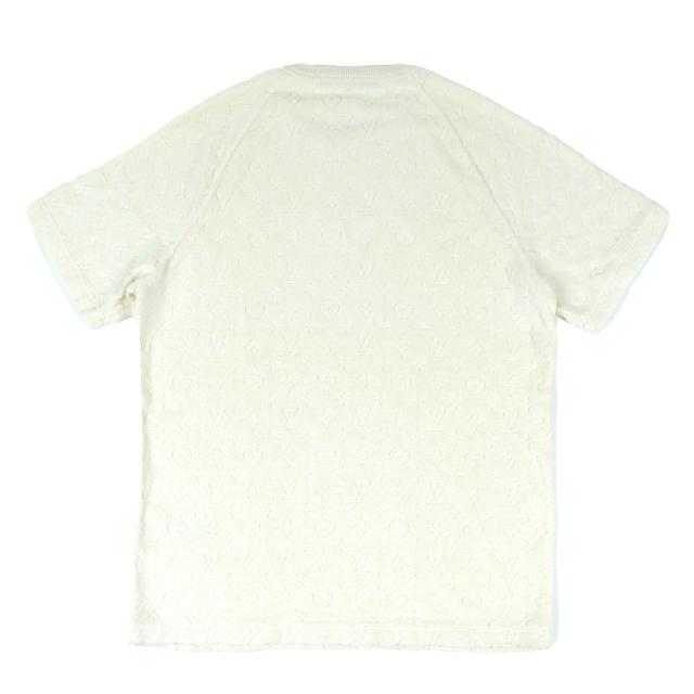極美品△LOUIS VUITTON ルイヴィトン 19SS シルク コットン モノグラム パイル地 半袖Tシャツ トップス アイボリー S 伊製 正規品 メンズ