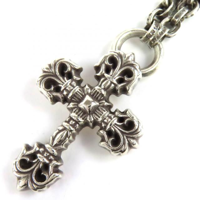 美品△CHROME HEARTS クロムハーツ FILIG CROSS XS W PAPER フィリグリークロスペーパーチェーン ネックレス 925 K14 20インチ 60.19g