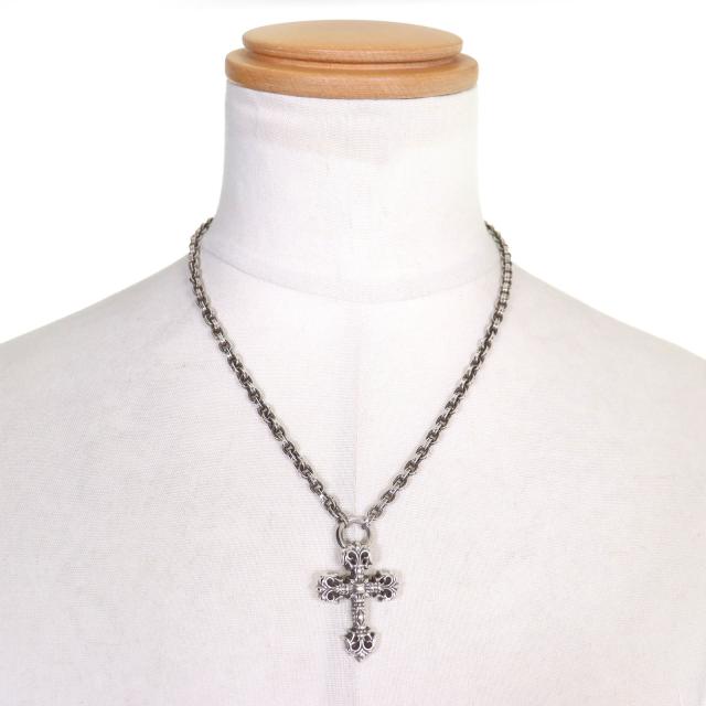 美品△CHROME HEARTS クロムハーツ FILIG CROSS XS W PAPER フィリグリークロスペーパーチェーン ネックレス 925 K14 20インチ 60.19g_2
