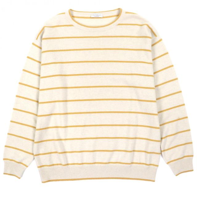 美品▼Brunello Cucinelli ブルネロクチネリ バージンウール カシミヤ シルク ボーダー柄 クルーネック プルオーバー ニットセーター M