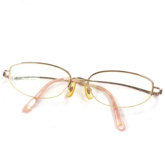 人気▼LOEWE ロエベ K18PG K14WG ハーフリム メガネ 眼鏡 アイウェア ゴールド クリアピンク 54□16 135 度入 日本製 総重量24.5g メンズ 192,500円