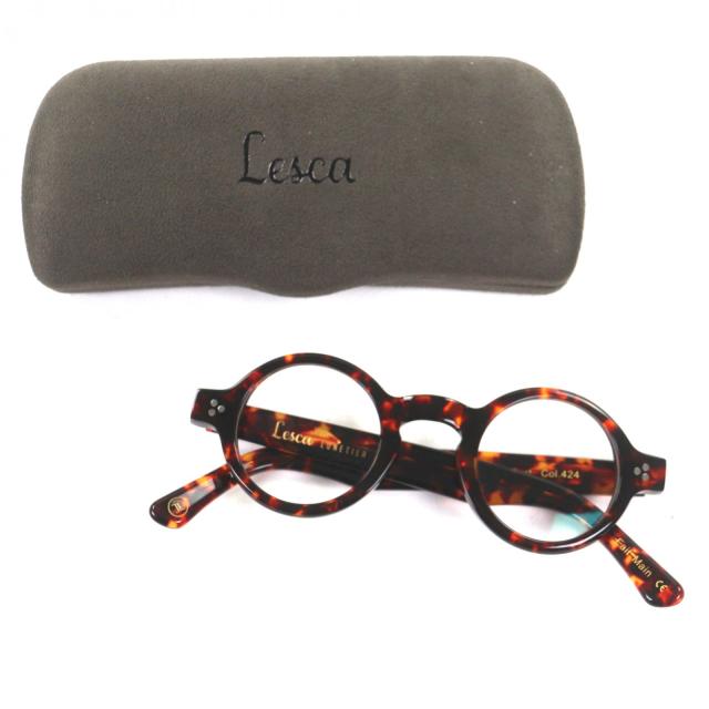 極美品▼Lesca Lunetier レスカ ルネティエ G.Burt べっ甲柄 ラウンドシェイプ メガネ 眼鏡 アイウェア クリアブラウン ケース付 メンズ_1