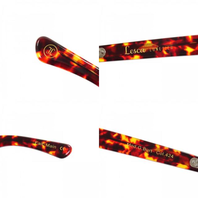 極美品▼Lesca Lunetier レスカ ルネティエ G.Burt べっ甲柄 ラウンドシェイプ メガネ 眼鏡 アイウェア クリアブラウン ケース付 メンズ_9