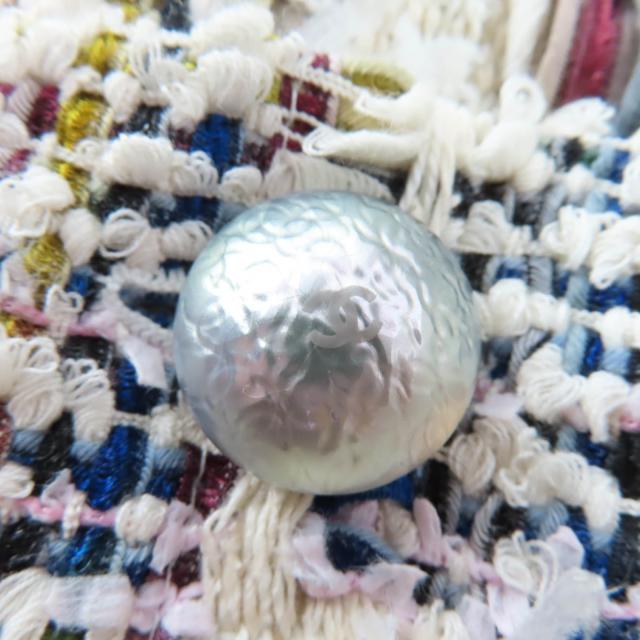 極美品☆CHANEL シャネル P58379V44257 ココボタン フード付 リボンツイード ジャケット マルチカラー 38 フランス製 正規品 レディース_5