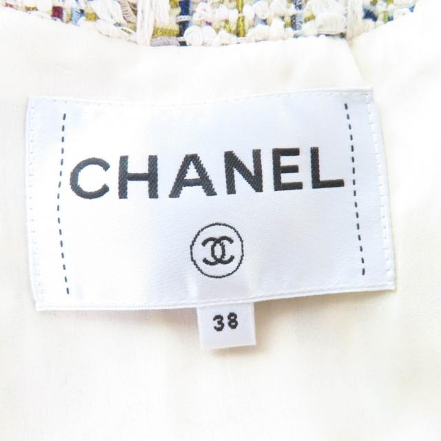 極美品☆CHANEL シャネル P58379V44257 ココボタン フード付 リボンツイード ジャケット マルチカラー 38 フランス製 正規品 レディース_6