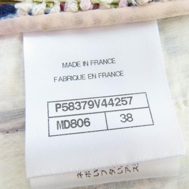 極美品☆CHANEL シャネル P58379V44257 ココボタン フード付 リボンツイード ジャケット マルチカラー 38 フランス製 正規品 レディース_7