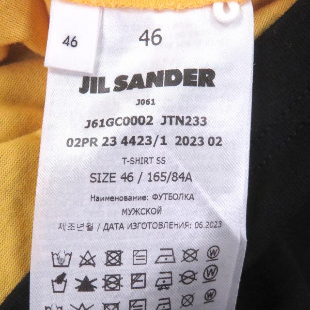美品□JIL SANDER ジルサンダー J61GC0002 コットン100％ ドッキングデザイン 半袖Ｔシャツ ブラック イエロー 46 イタリア製 正規品_5