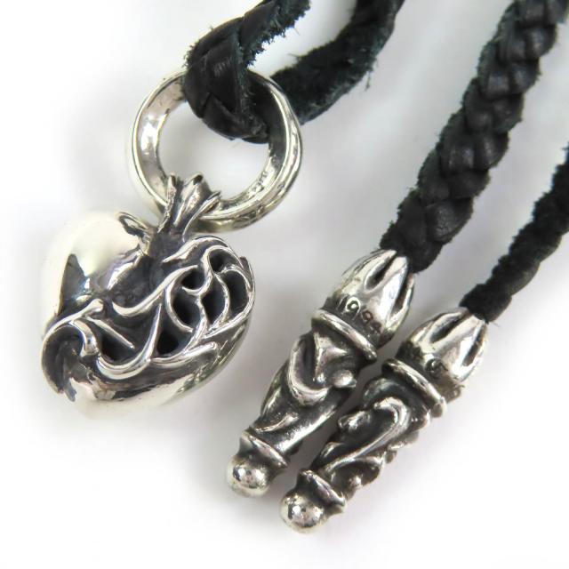 極美品△CHROME HEARTS クロムハーツ ハートチャーム レザーブレード 