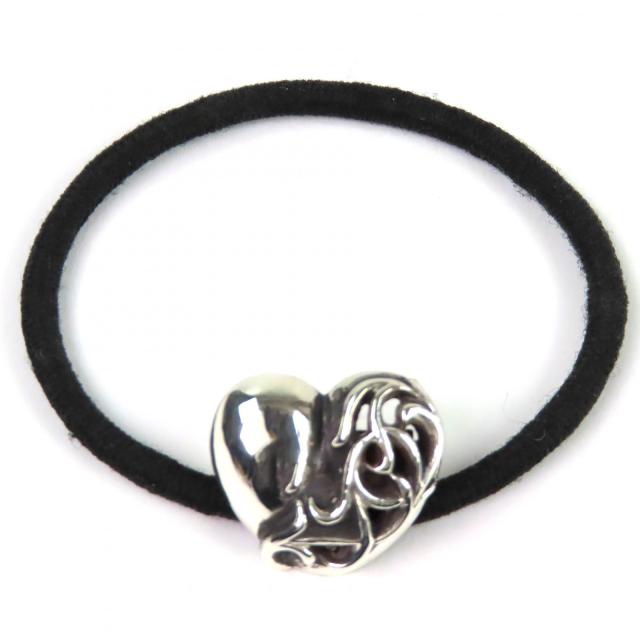 美品△CHROME HEARTS クロムハーツ HAIRBAND  ハート コンチョ ヘアゴム ヘアアクセサリー シルバー925  総重量15.0g メンズ 大人気