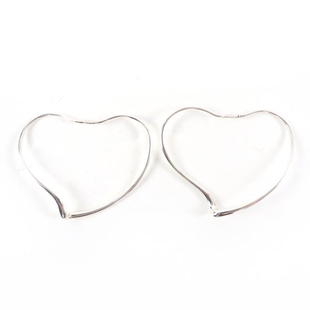極美品☆TIFFANY&Co. ティファニー エルサペレッティ オープンハート ラージ ピアス AG925 フープピアス シルバー 箱・保袋付 重量11.1g