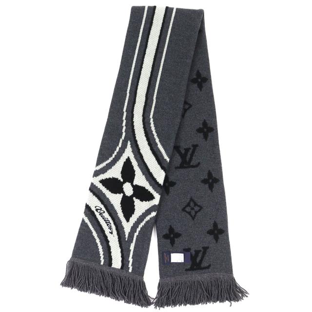 極美品△LOUIS VUITTON ルイヴィトン 2025年製 M97784 マフラー グラフィック フラワー ウール コットン フリンジ 正規品_2
