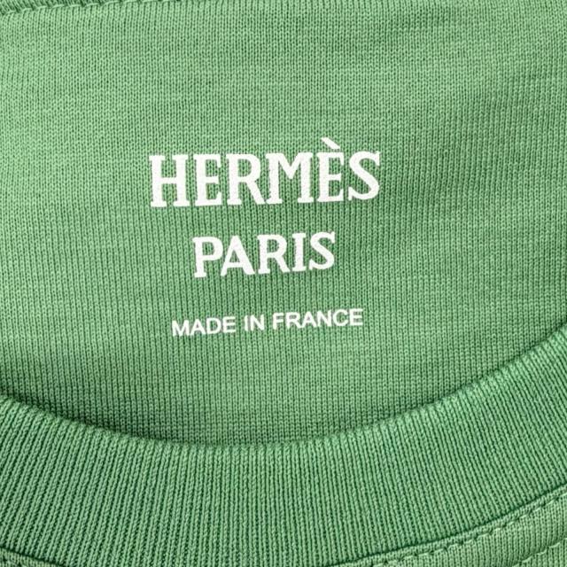 未使用品◇HERMES エルメス 25SS 5E4634DA カルトゥッシュ コットン100％ 半袖Ｔシャツ Vert Opaline (グリーン) 36 仏製 レディース_5