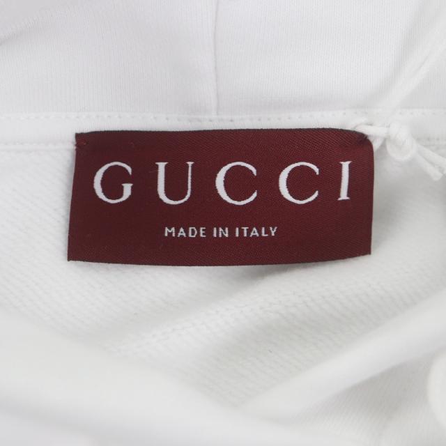未使用品▼GUCCI グッチ 2025年製 837930 コットン100% エンボスダブルG プルオーバー パーカー ホワイト S イタリア製 正規品 メンズ_4