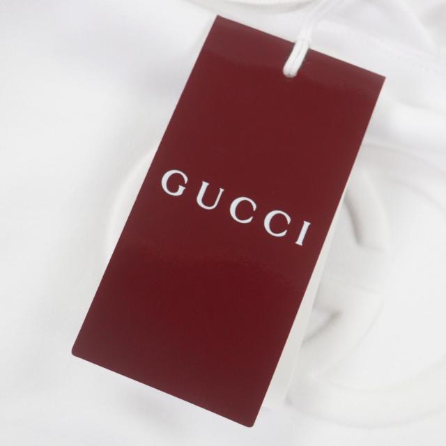 未使用品▼GUCCI グッチ 2025年製 837930 コットン100% エンボスダブルG プルオーバー パーカー ホワイト S イタリア製 正規品 メンズ_8