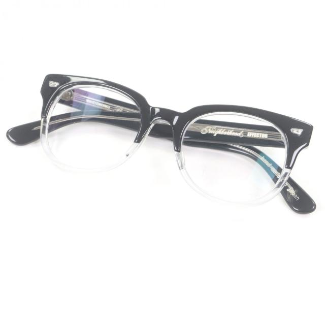 美品□EFFECTOR NEIGHBORHOOD エフェクター ネイバーフッド Prot ウェリントン メガネ 眼鏡 アイウェア ブラック クリア 度入り 日本製