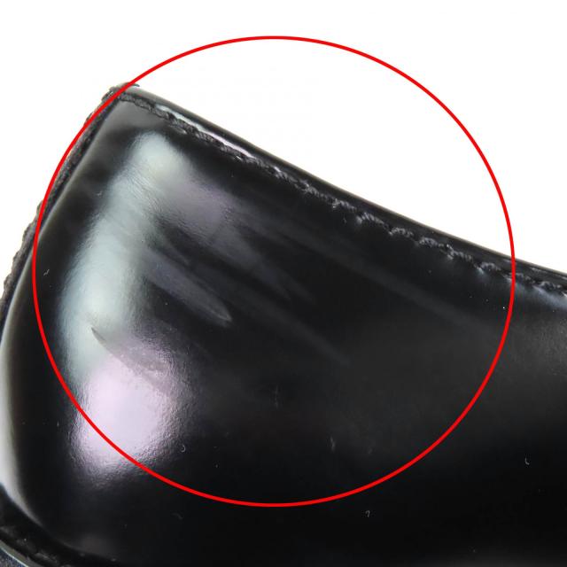 美品△PRADA プラダ 2DG147 トライアングルロゴ 三角プレート ブラッシュドレザー ローファー 厚底 ブラック 6.5 イタリア製 メンズ_9