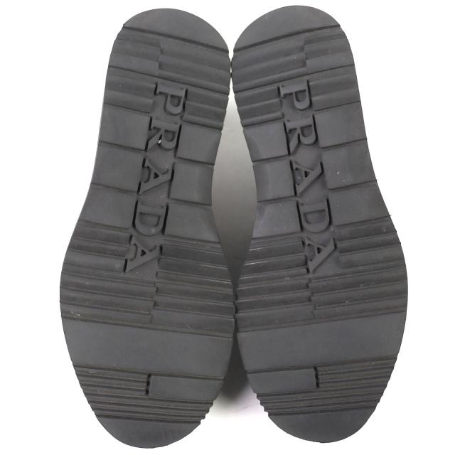 美品△PRADA プラダ 2DG147 トライアングルロゴ 三角プレート ブラッシュドレザー ローファー 厚底 ブラック 6.5 イタリア製 メンズ_6