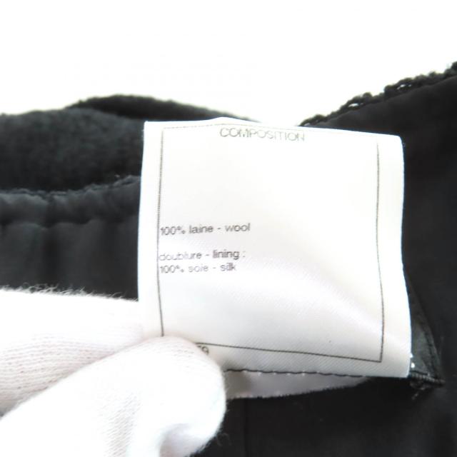 極美品★CHANEL シャネル P50309 ウール100％ ココプレート付 ツイード 膝丈 フレアスカート ブラック 40 フランス製 正規品 レディース_8