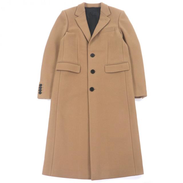 美品□CELINE セリーヌ 2M257758E カシミヤ30％ ロゴボタン チェスターコート ロングコート ブラウン 44 イタリア製 正規品 メンズ