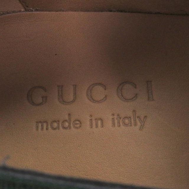 未使用品□GUCCI グッチ 643721 レザー ウェブストライプ チロリアンシューズ デッキシューズ ブラック 7 箱・保存袋付き イタリア製