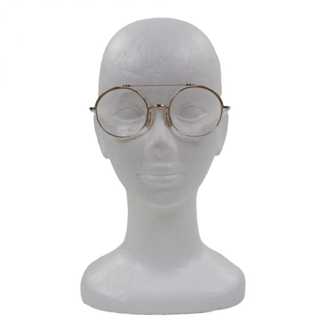 美品▼THOM BROWNE トムブラウン TBX910-49-01 ツーブリッジ メガネ 眼鏡 アイウェア ゴールド シルバー 49□20-140 箱・ケース付 メンズ