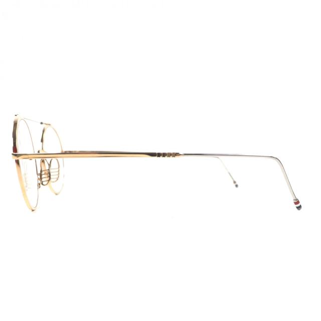 美品▼THOM BROWNE トムブラウン TBX910-49-01 ツーブリッジ メガネ 眼鏡 アイウェア ゴールド シルバー 49□20-140 箱・ケース付 メンズ