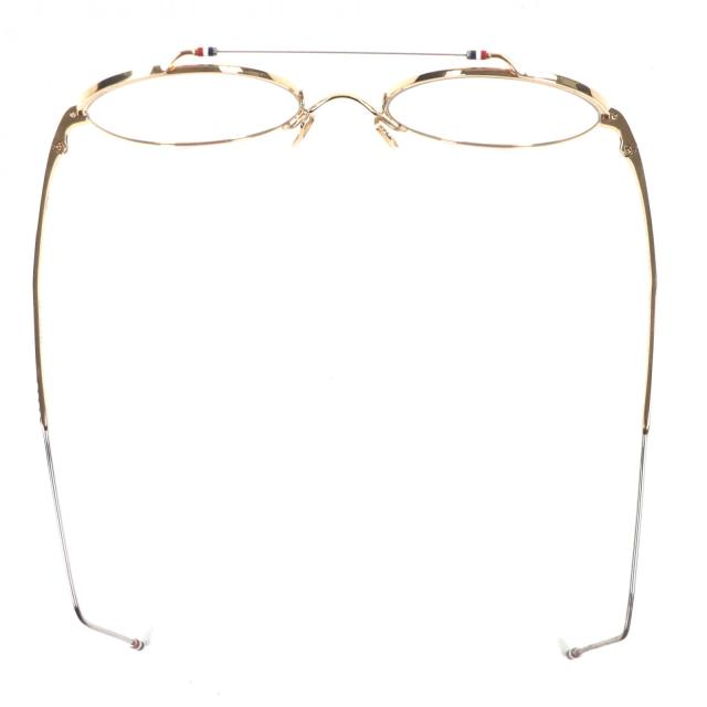 美品▼THOM BROWNE トムブラウン TBX910-49-01 ツーブリッジ メガネ 眼鏡 アイウェア ゴールド シルバー 49□20-140 箱・ケース付 メンズ