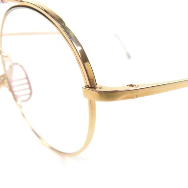美品▼THOM BROWNE トムブラウン TBX910-49-01 ツーブリッジ メガネ 眼鏡 アイウェア ゴールド シルバー 49□20-140 箱・ケース付 メンズ